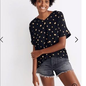 NWT madewell black v neck with daises